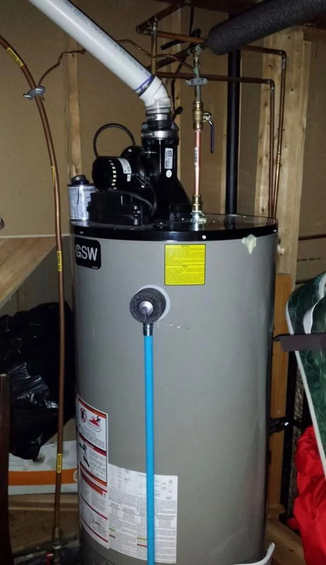 Residential water heater installed in a Pickering utility room
