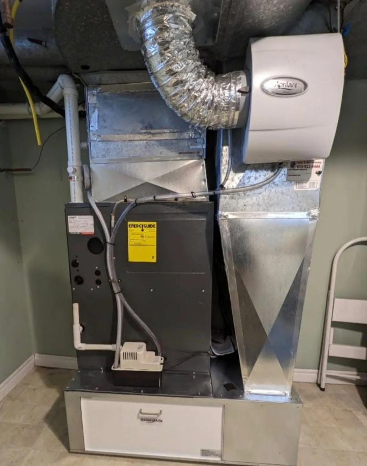 High-efficiency furnace connected to residential ductwork